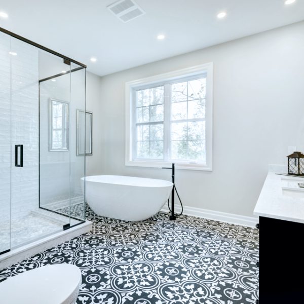 Bathroom: Complete Modern Bathroom Black & White Fit-Out by ACME Plus