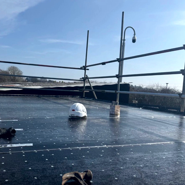 Scaffolding erected around industrial flat roof - Scaffolding services, Torbay, Devon, from ACME Plus
